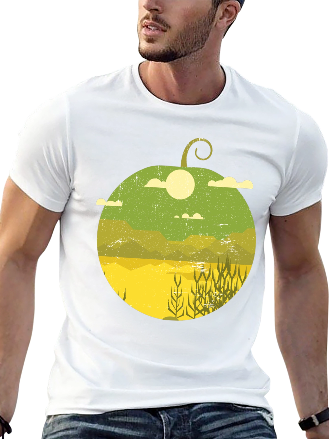 Nature Scene Graphic Tee - Black Casual T-Shirt