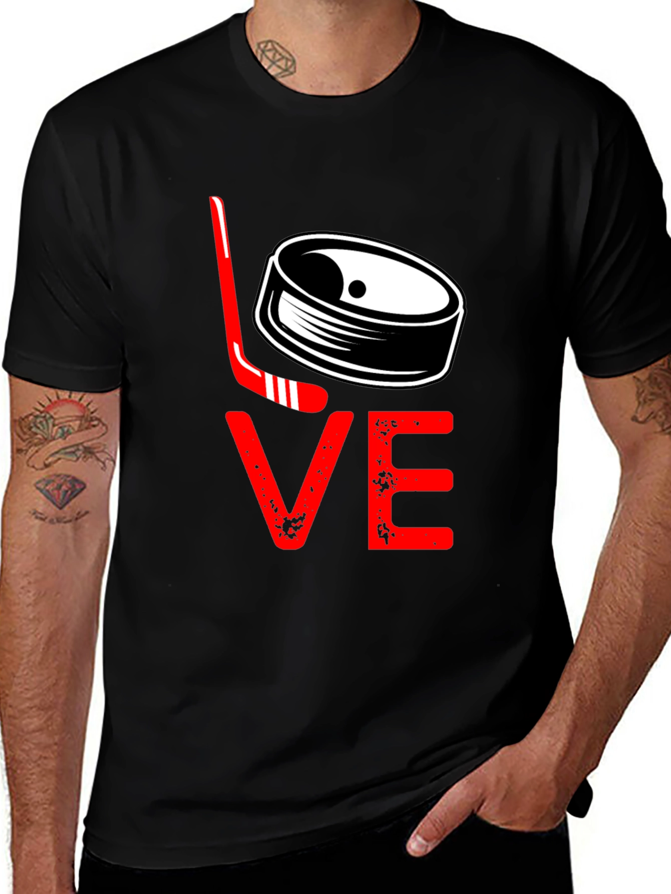 Hockey Love Graphic Tee - Black