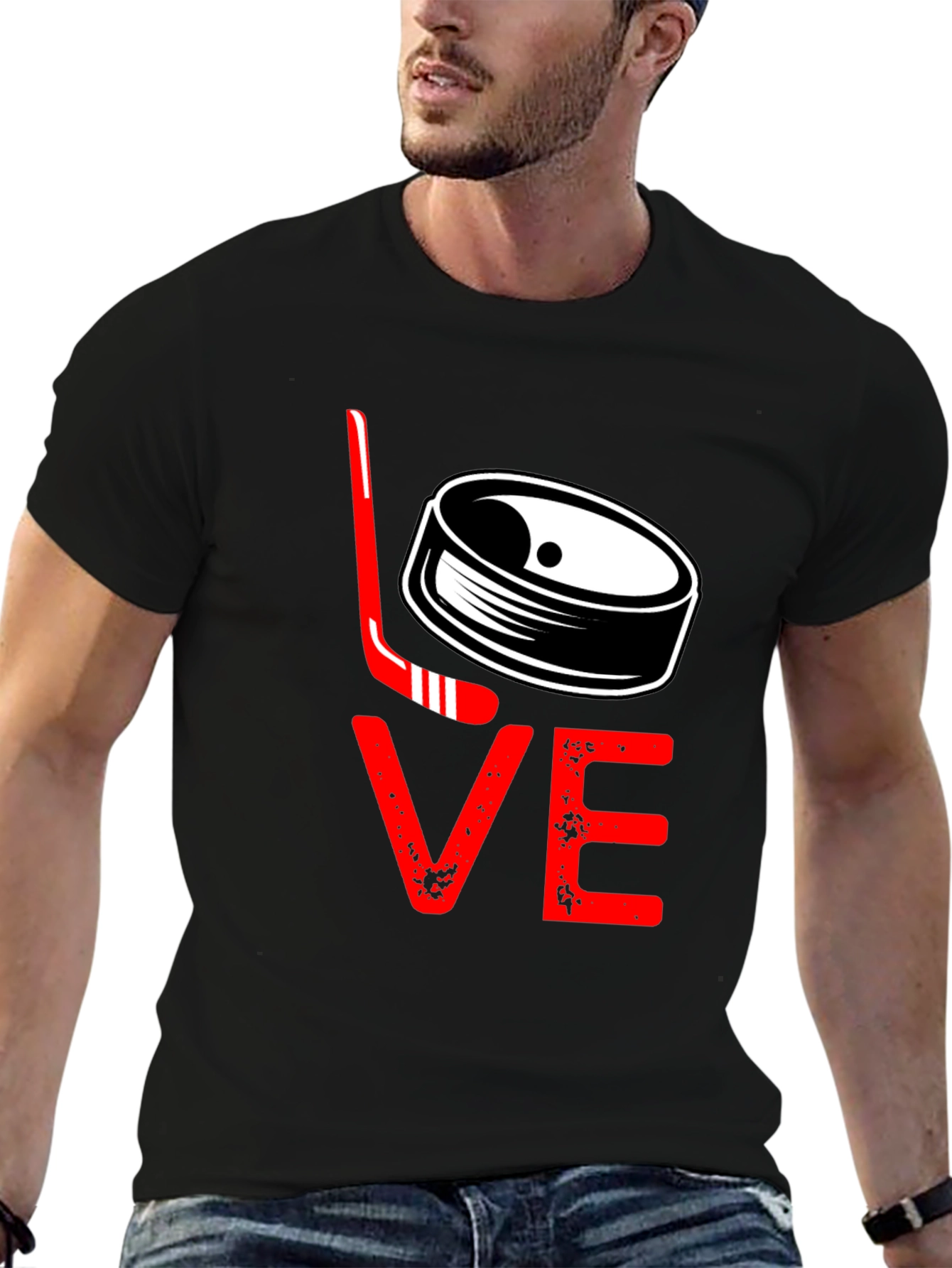 Hockey Love Graphic Tee - Black