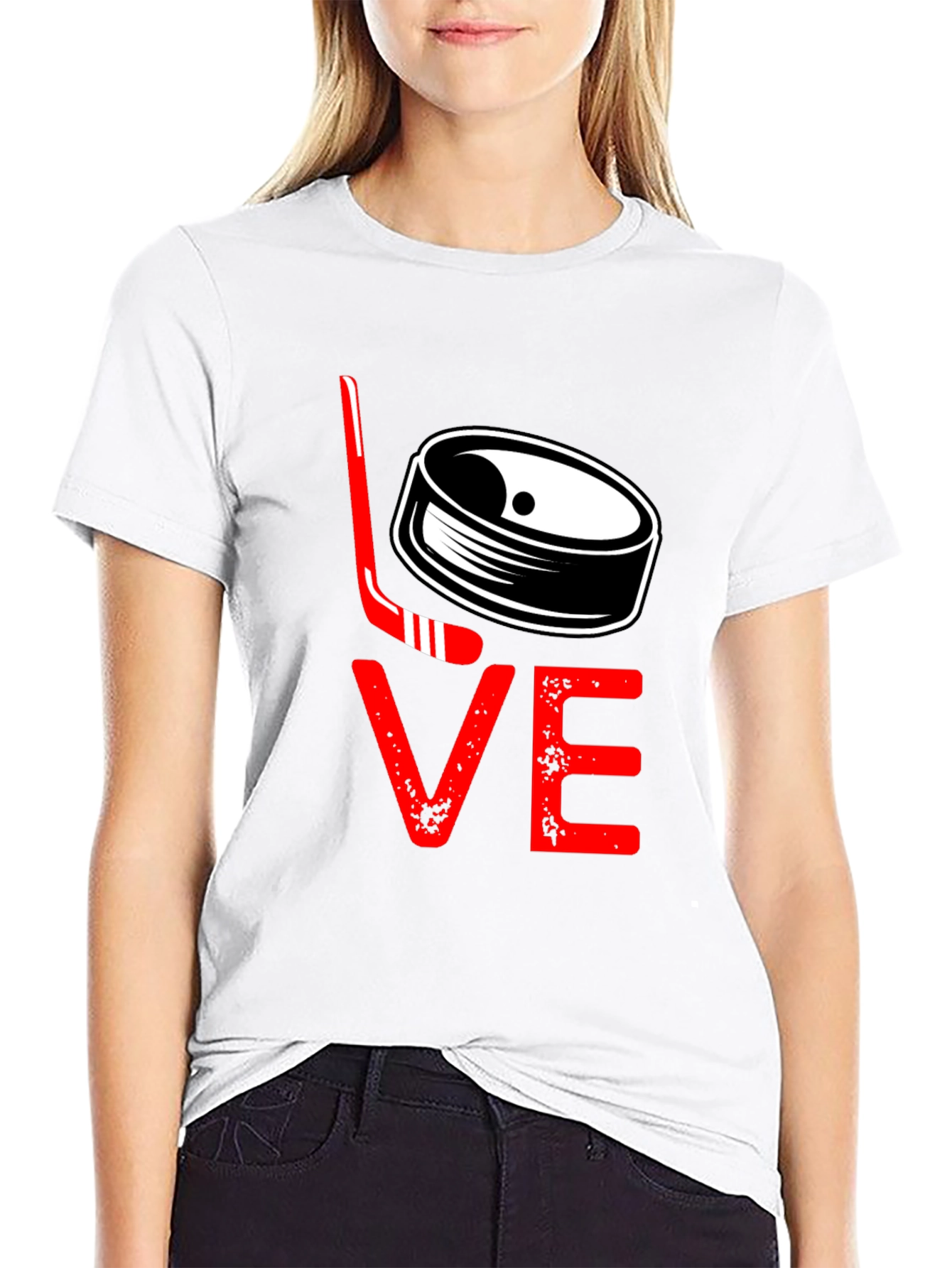 Hockey Love Graphic Tee - Black