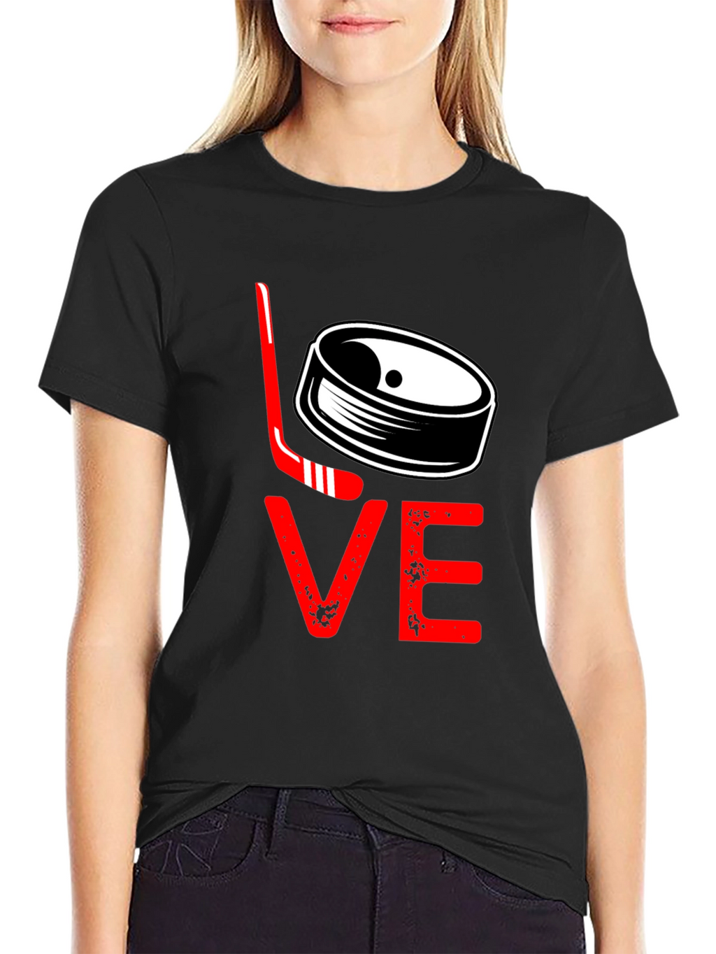 Hockey Love Graphic Tee - Black