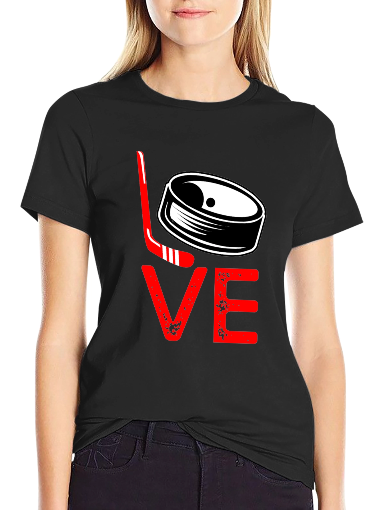 Hockey Love Graphic Tee - Black