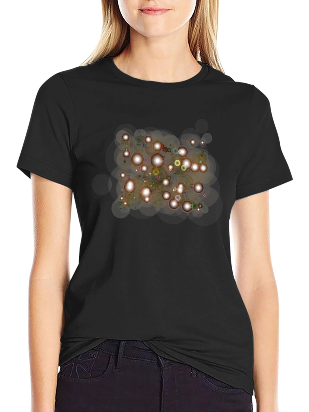 Sparkling Lights Graphic Black T-Shirt