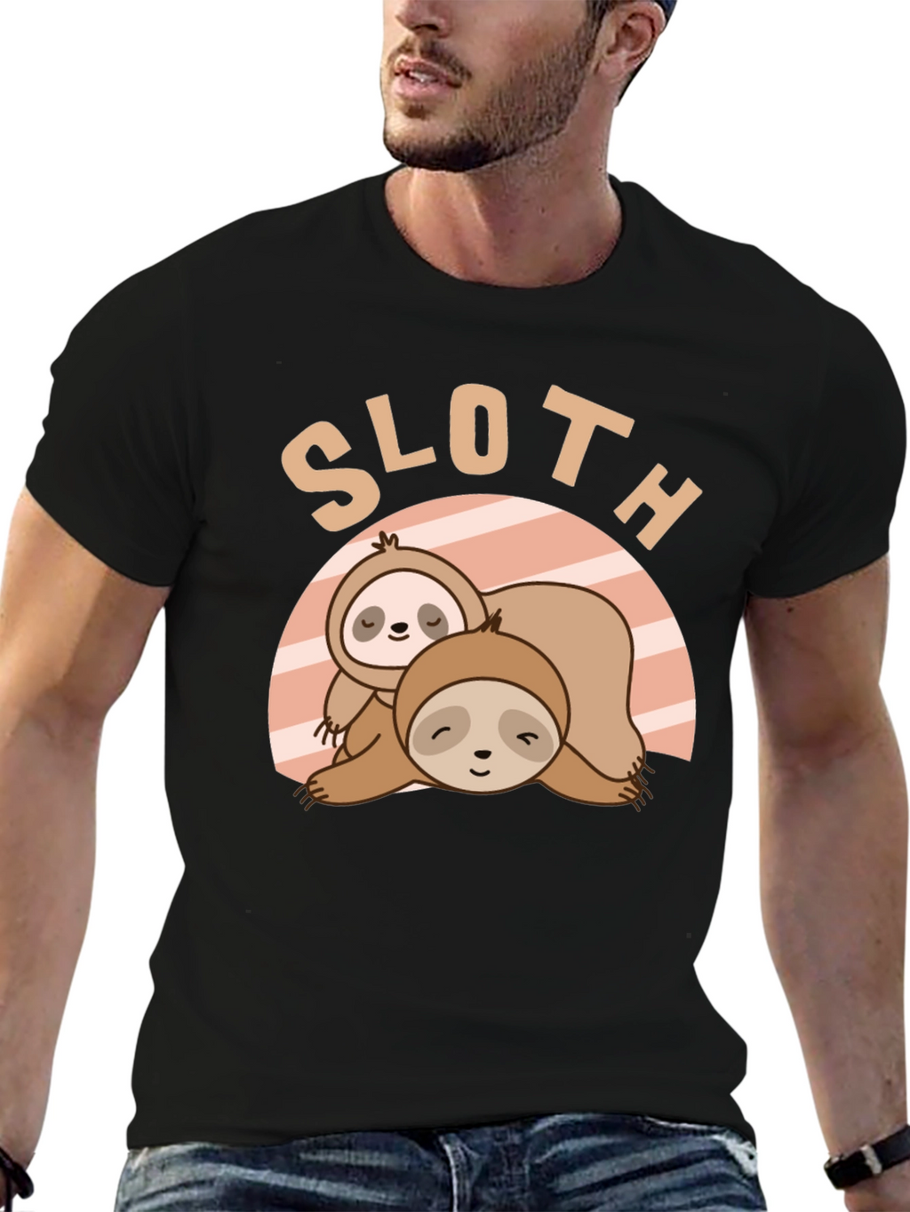 Cute Sloth Graphic T-Shirt - Relaxed Fit