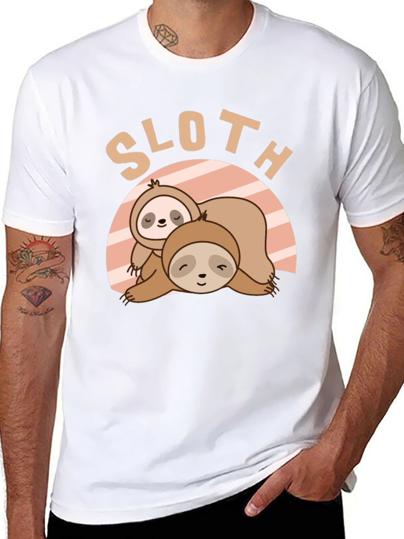 Cute Sloth Graphic T-Shirt - Relaxed Fit