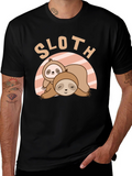 Cute Sloth Graphic T-Shirt - Relaxed Fit