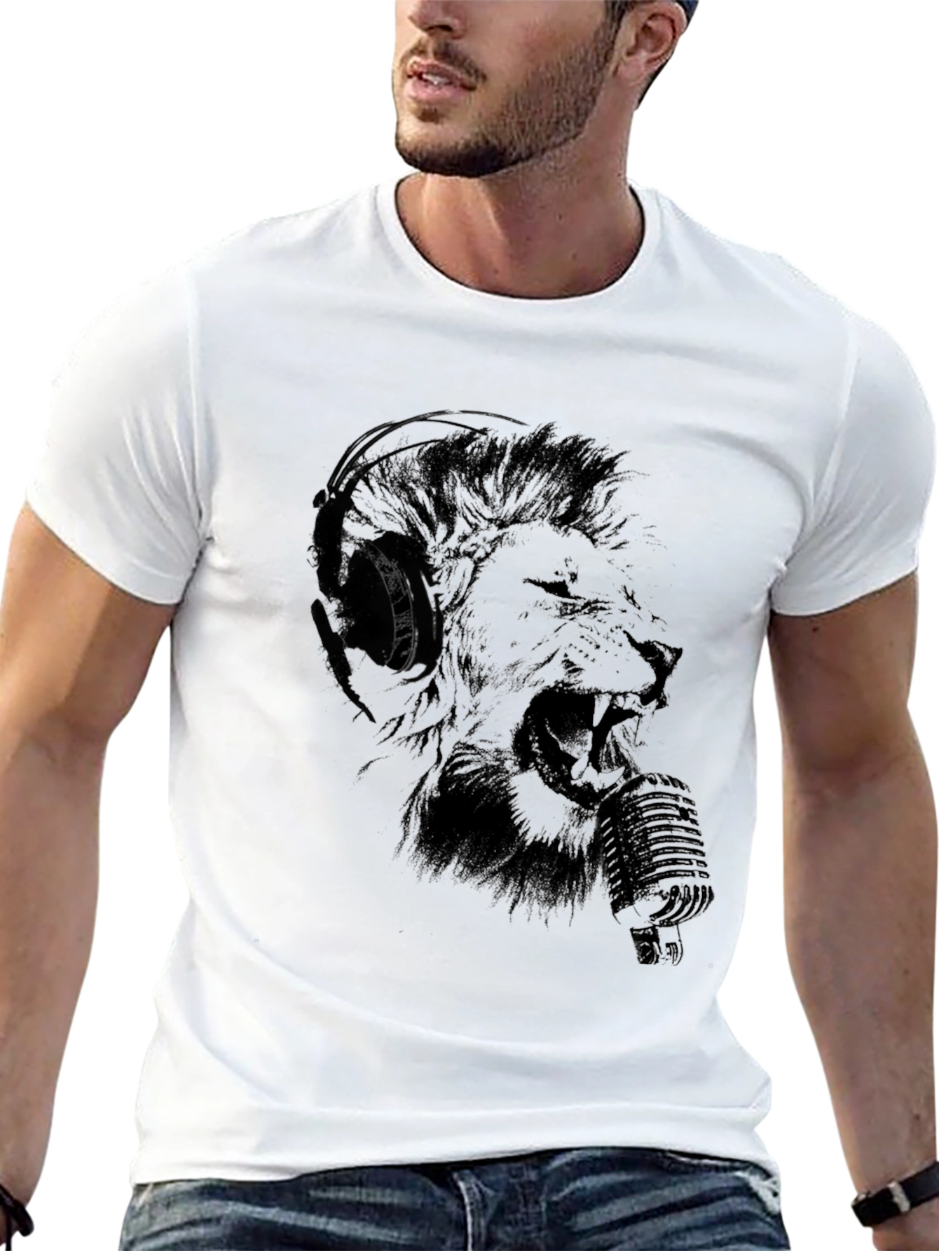 Lion DJ Graphic Tee - Mens Black T-Shirt
