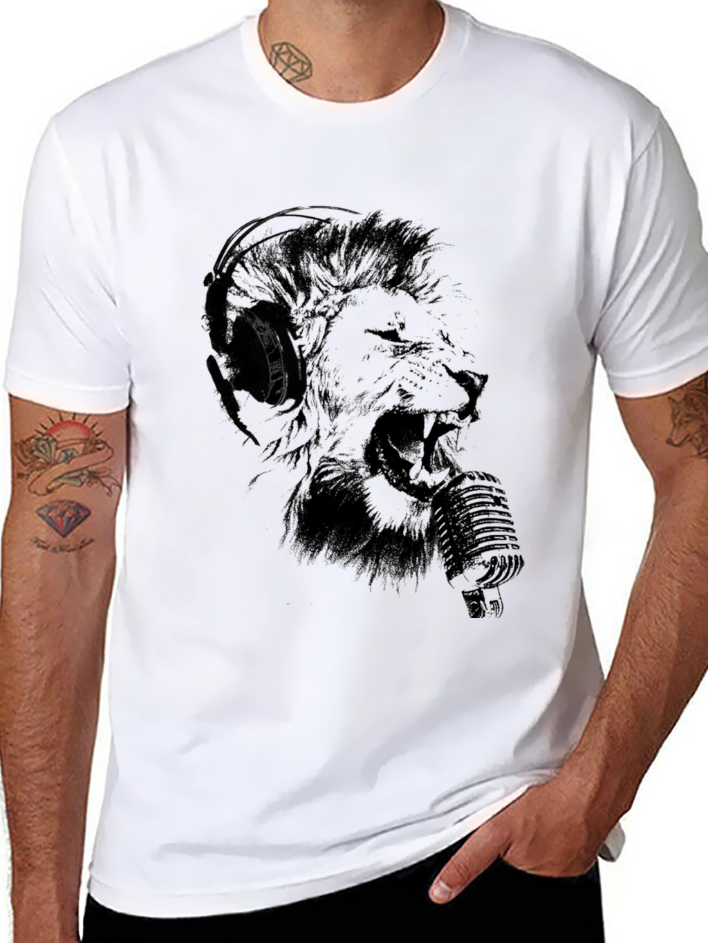 Lion DJ Graphic Tee - Mens Black T-Shirt