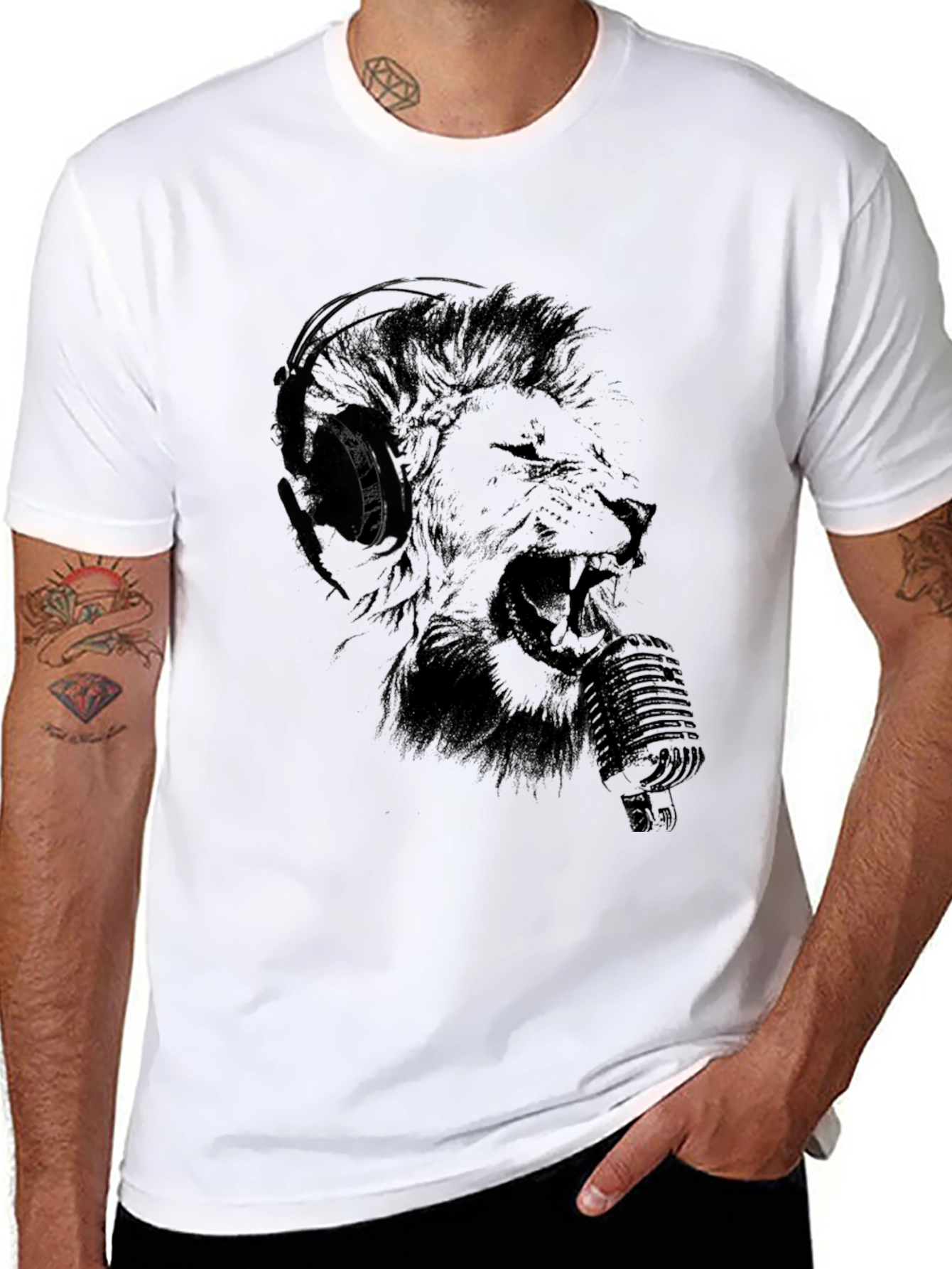Lion DJ Graphic Tee - Mens Black T-Shirt