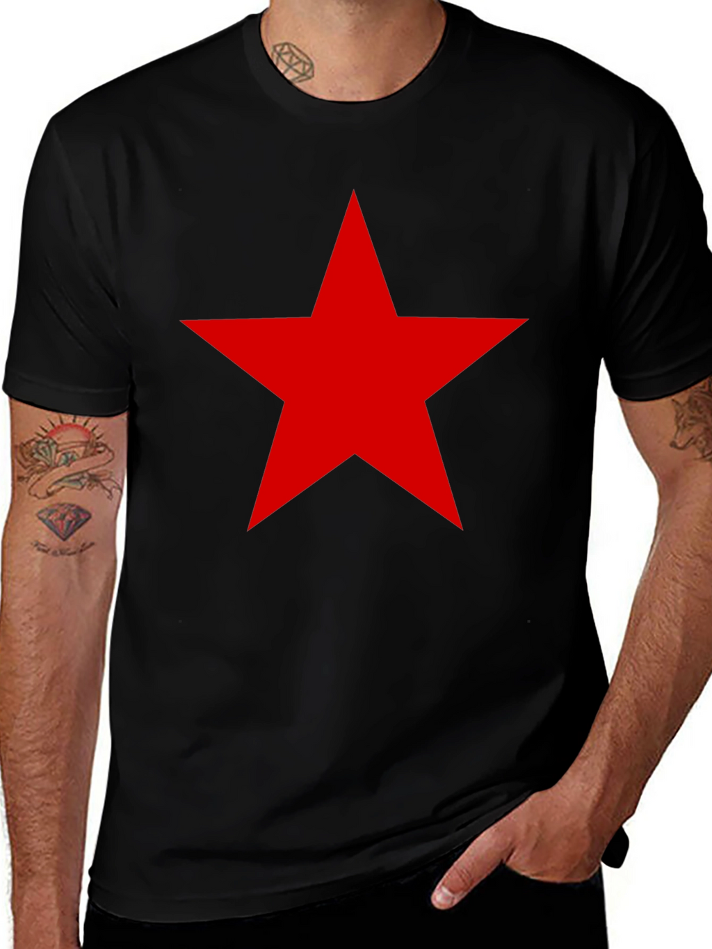 Red Star Graphic Tee - Black