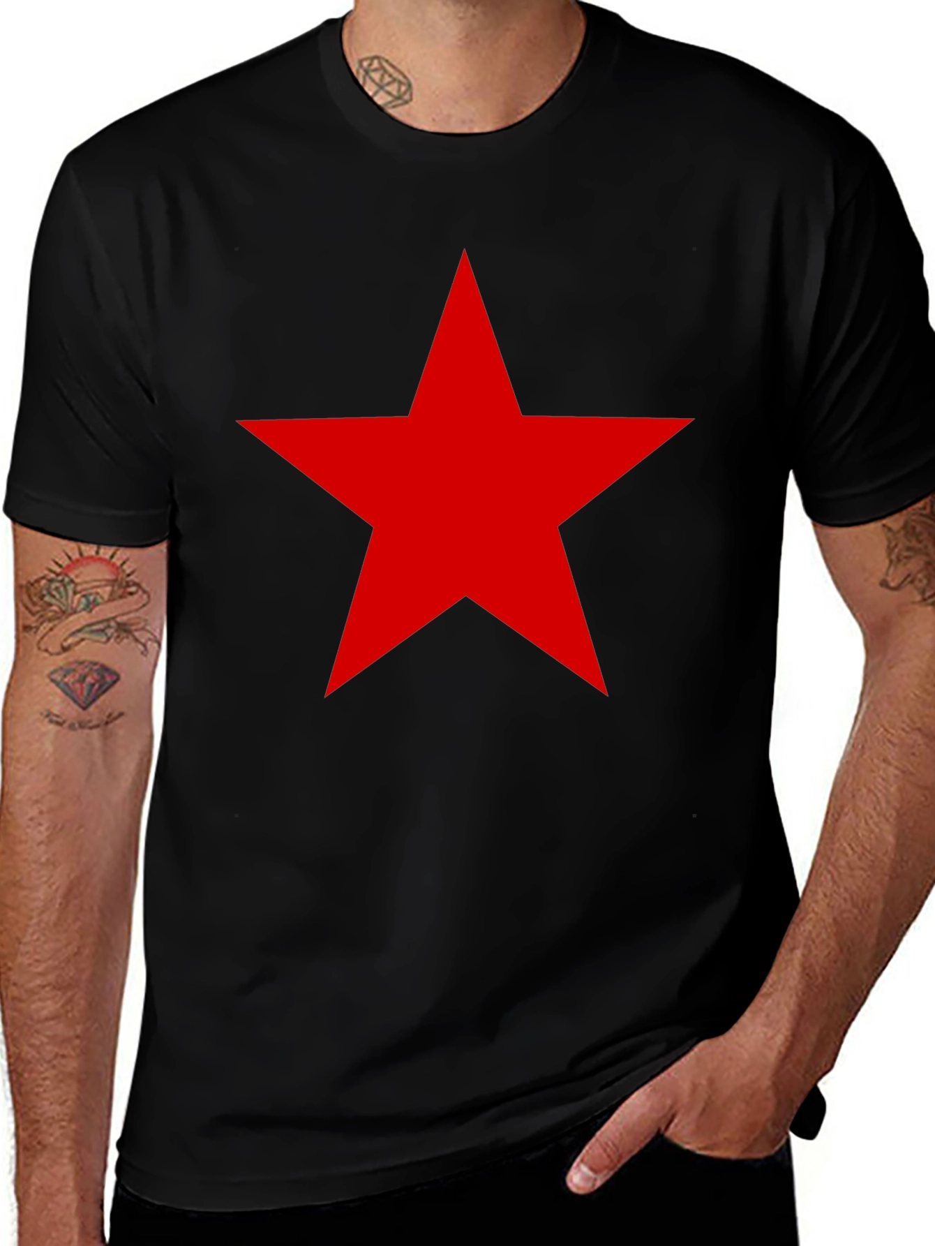 Red Star Graphic Tee - Black