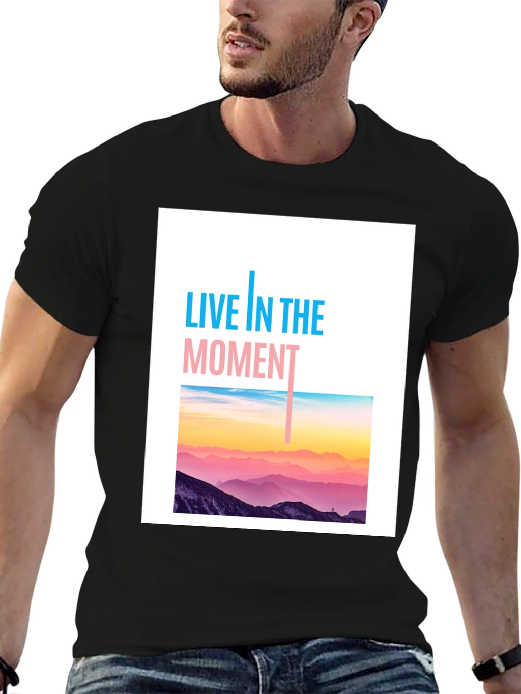 Live In The Moment Graphic Tee - Black