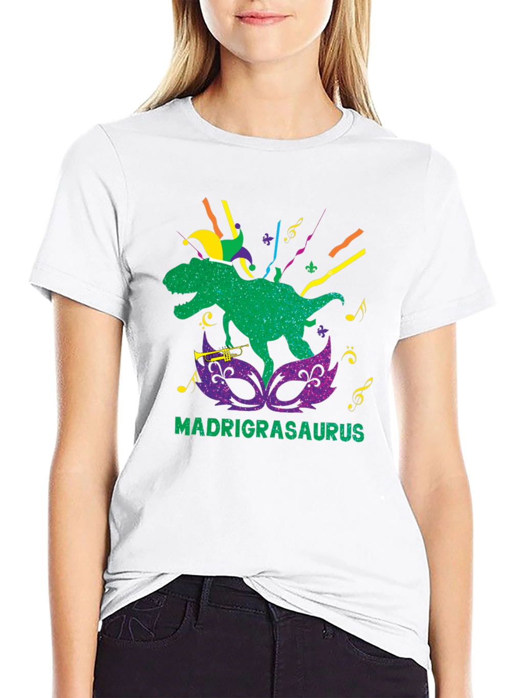 Mardi Grasaurus T-Shirt - Dinosaur Mardi Gras