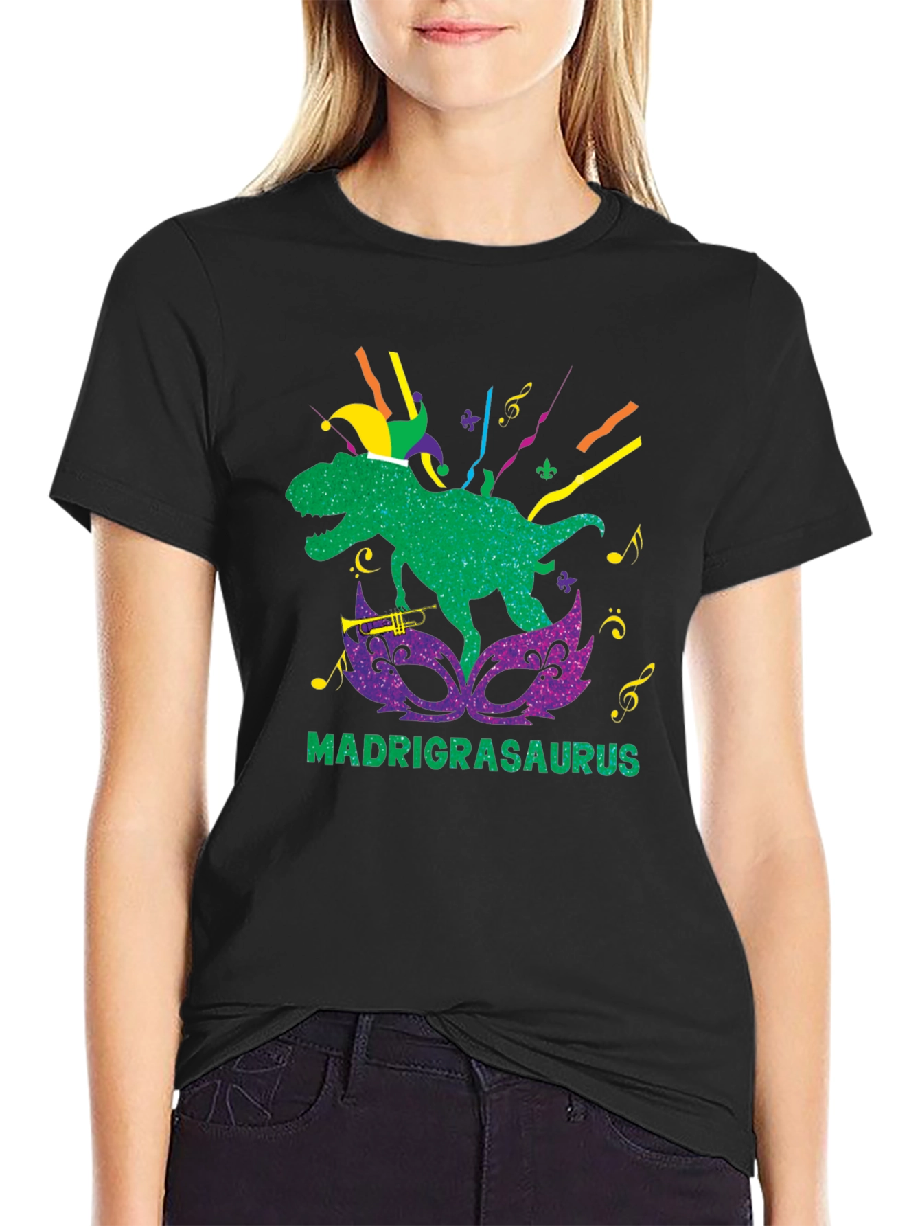 Mardi Grasaurus T-Shirt - Dinosaur Mardi Gras