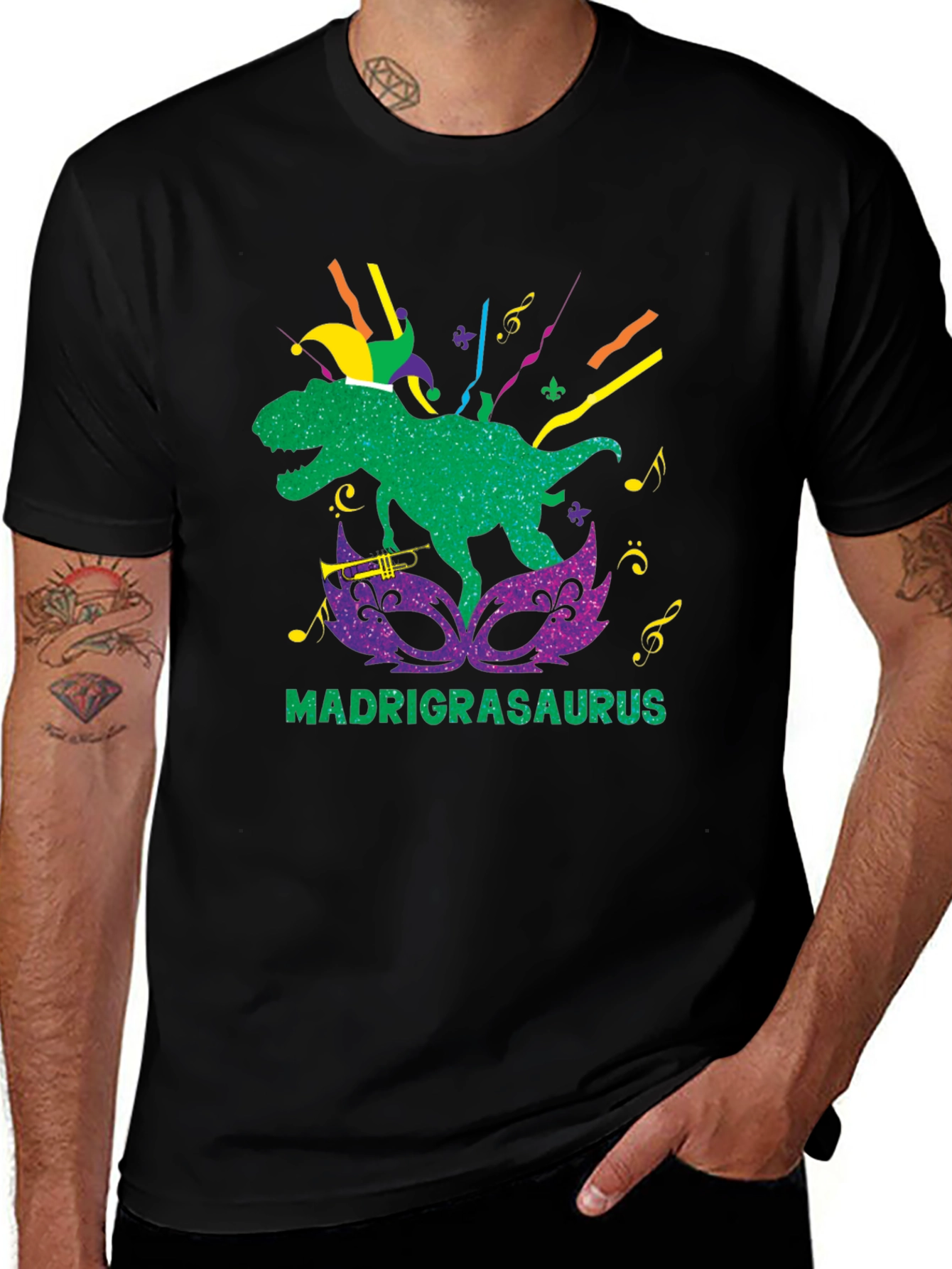 Mardi Grasaurus T-Shirt - Dinosaur Mardi Gras