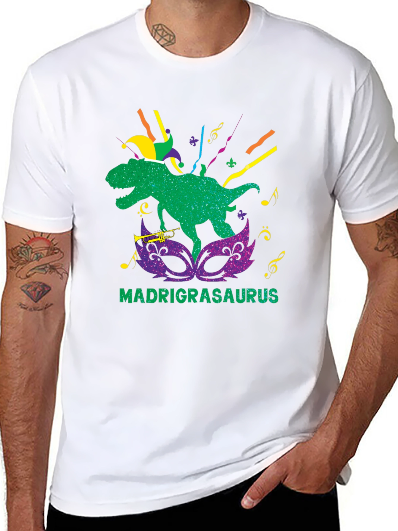 Mardi Grasaurus T-Shirt - Dinosaur Mardi Gras