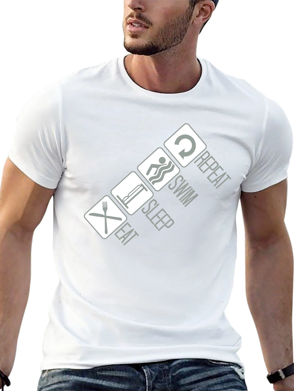 Eat Sleep Swim Repeat T-Shirt - Black