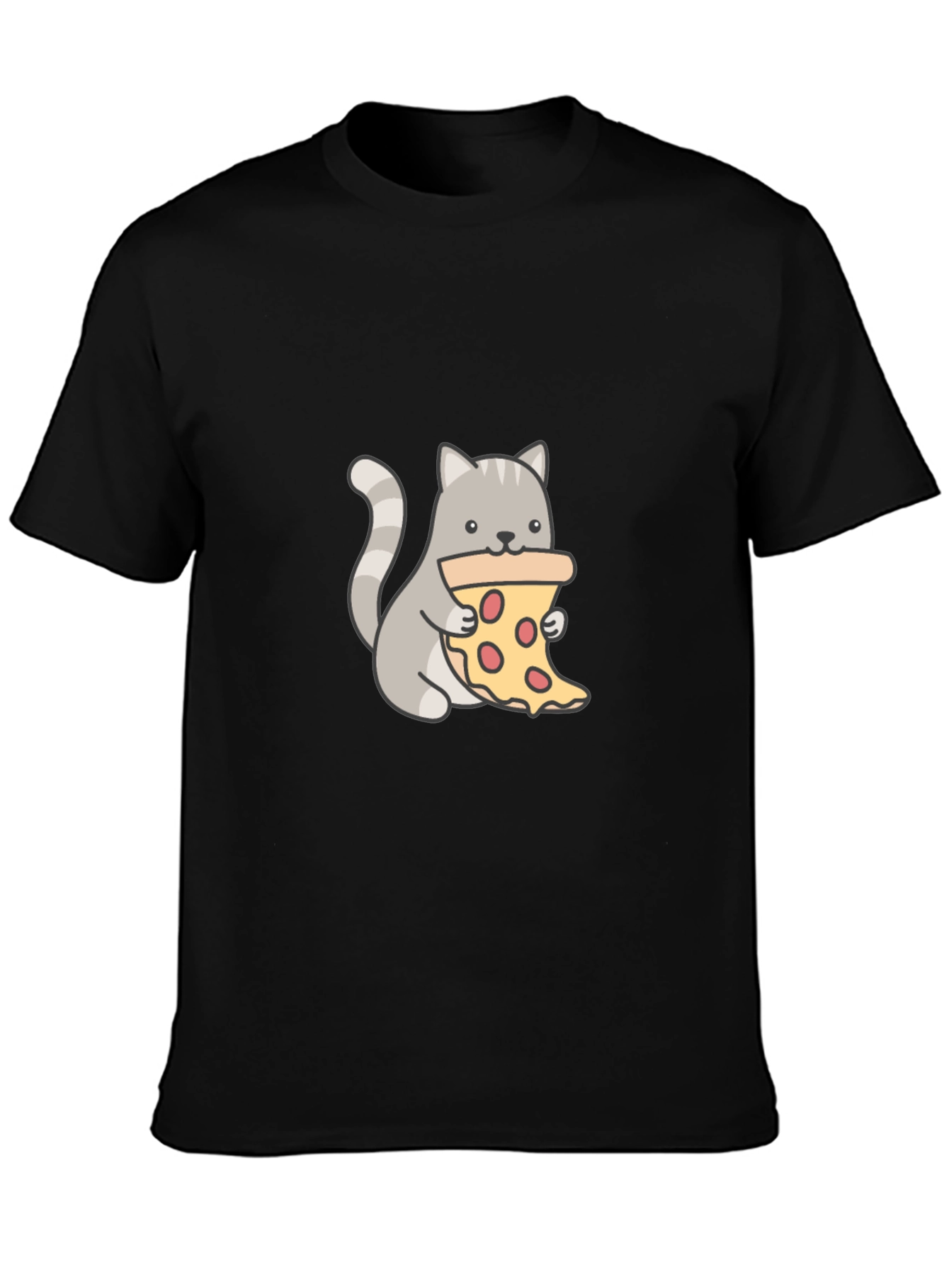Cat Eating Pizza Graphic T-Shirt