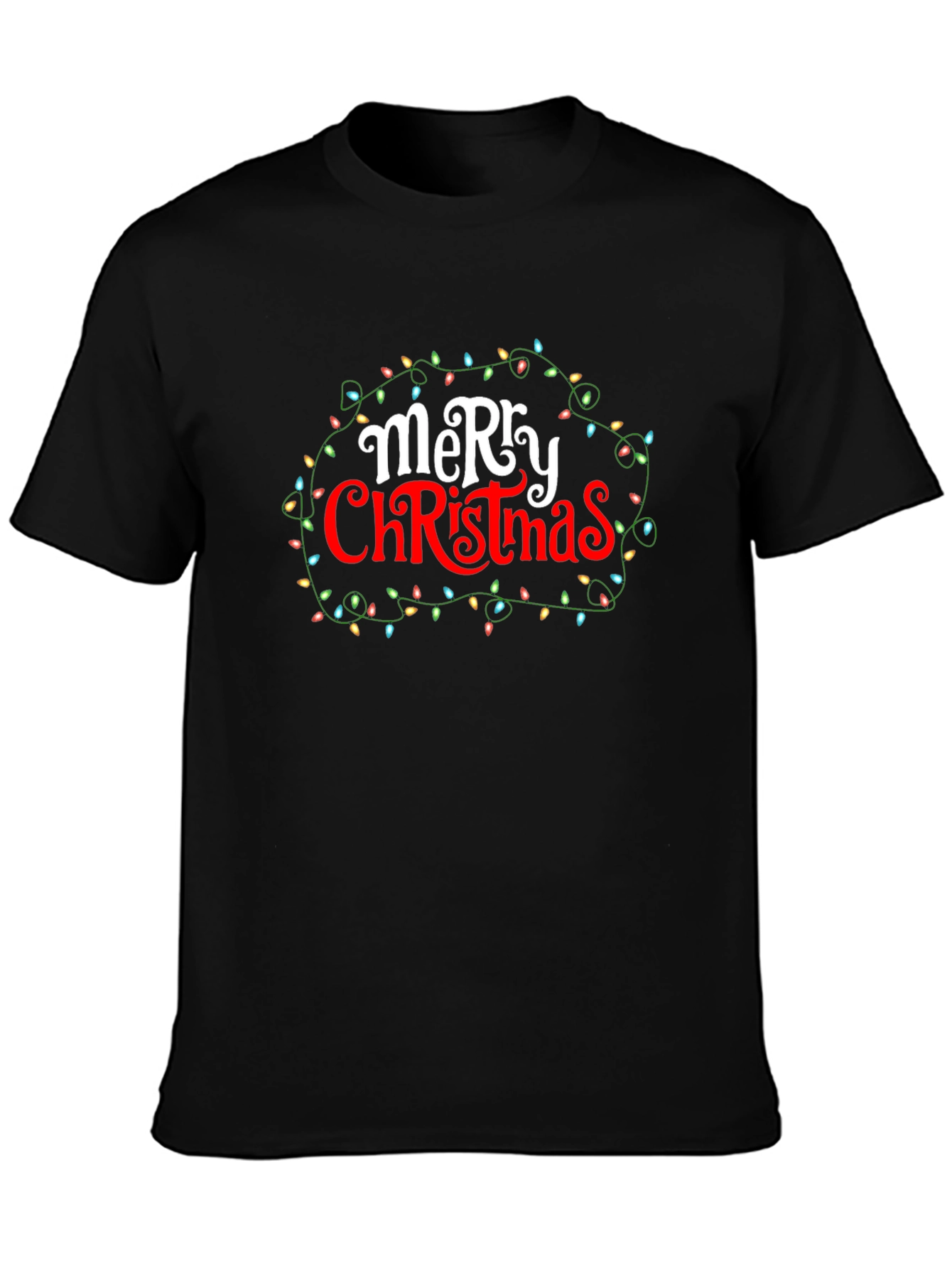 Merry Christmas Lights Graphic Tee - Holiday Cheer