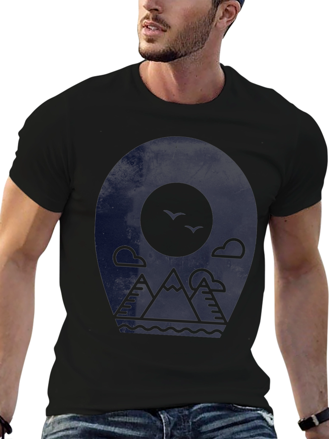 Mountainscape Graphic Tee - Modern Black T-Shirt
