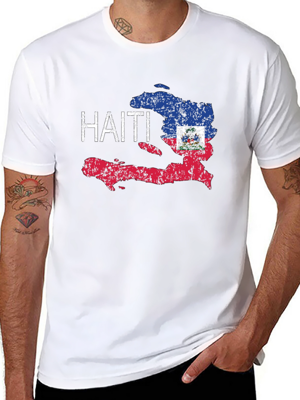 Haiti Flag T-Shirt - Distressed Design