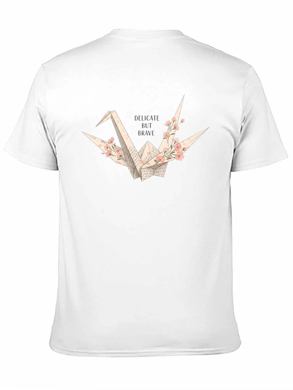 Delicate But Brave Origami Crane Black T-Shirt