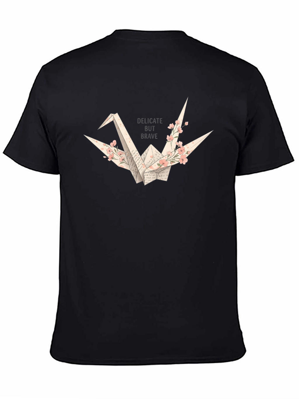 Delicate But Brave Origami Crane Black T-Shirt
