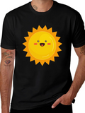 Smiling Sun Graphic Print Black Tee