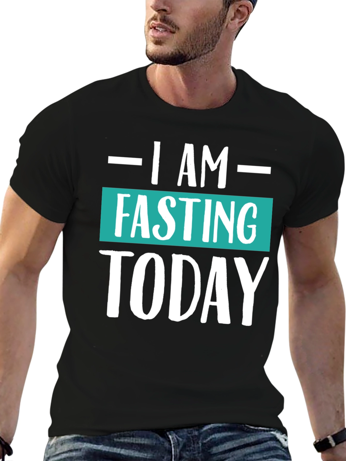 I Am Fasting Today Graphic Tee - Mens Black T-Shirt