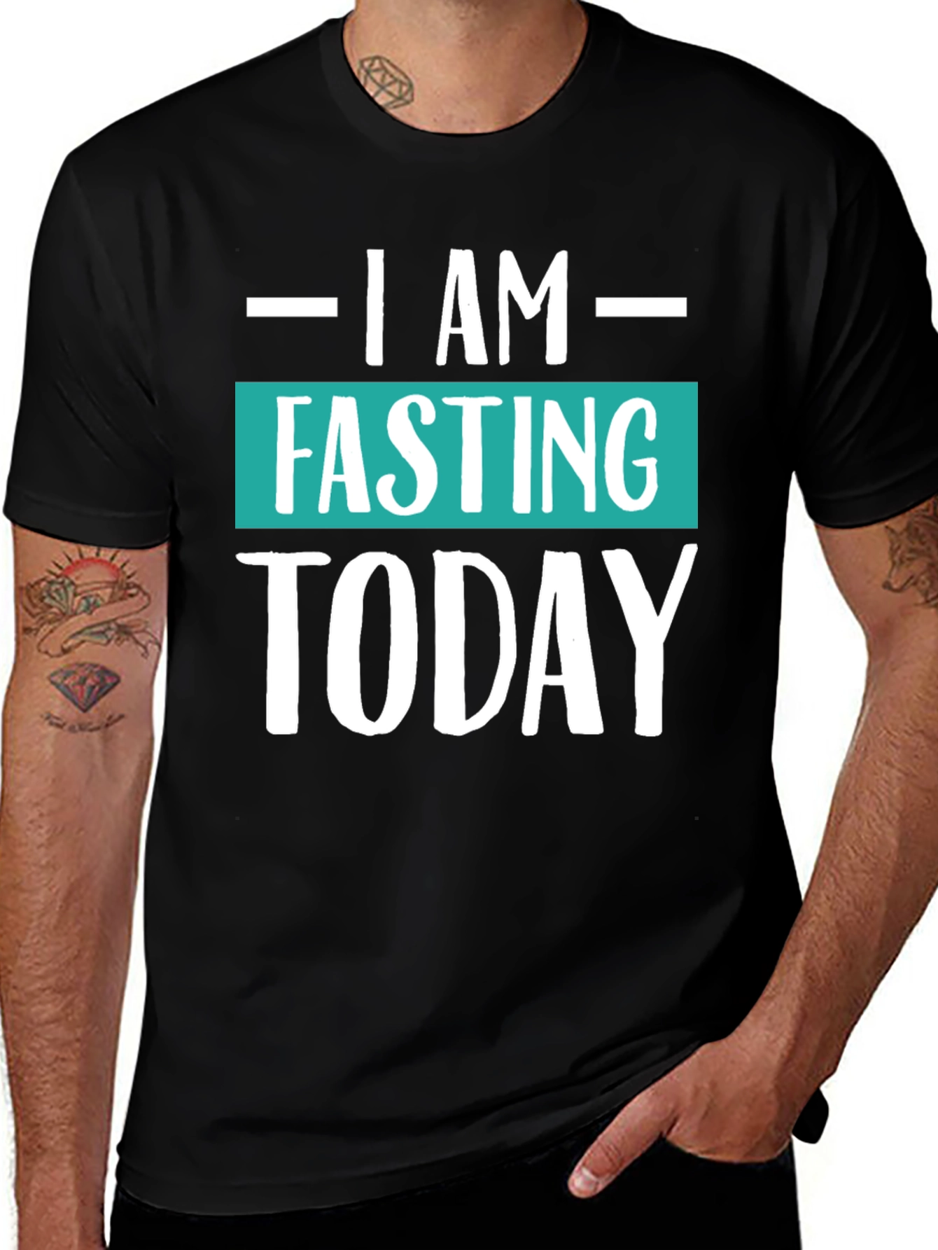 I Am Fasting Today Graphic Tee - Mens Black T-Shirt