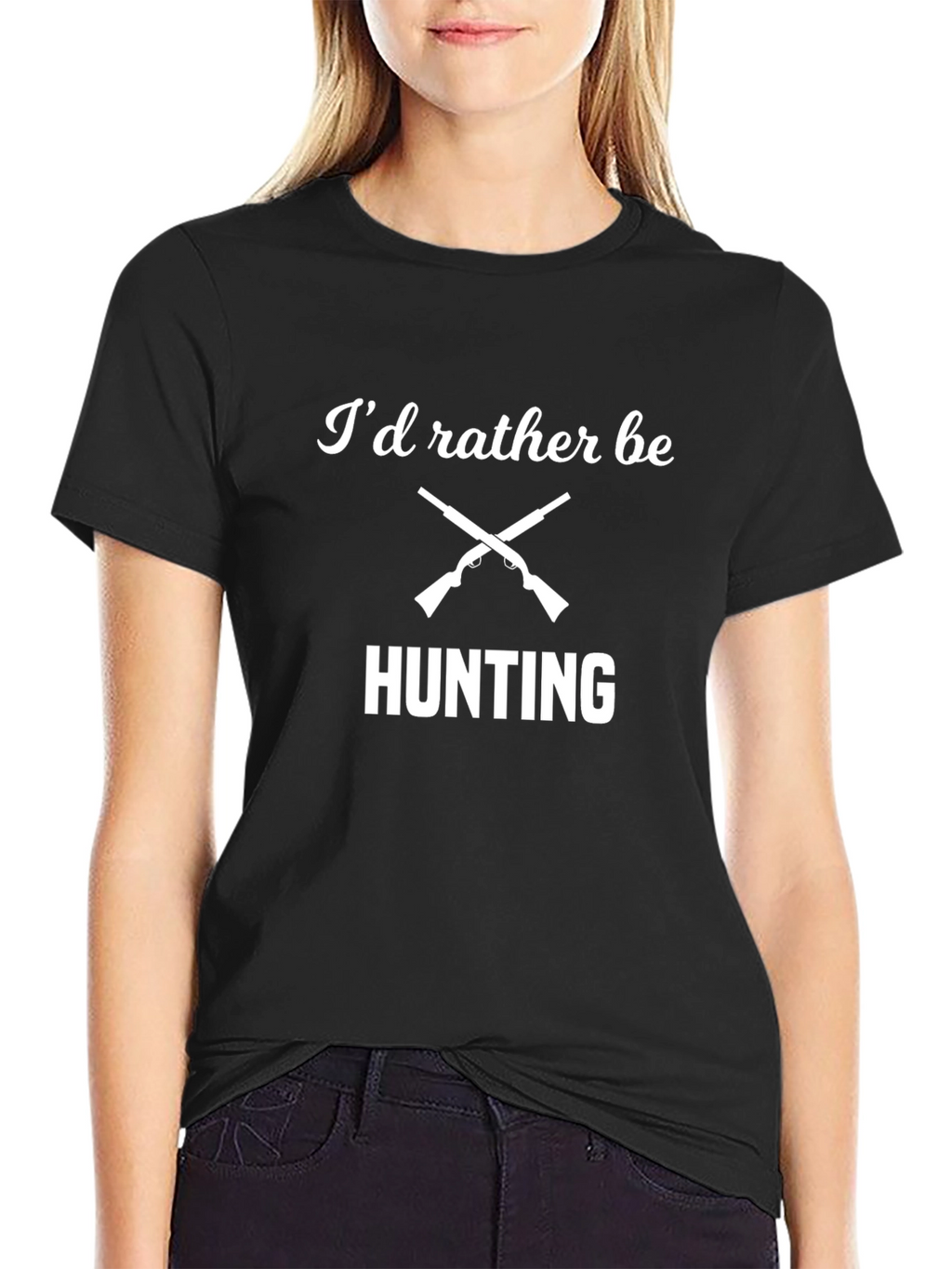 Id Rather Be Hunting Black T-Shirt