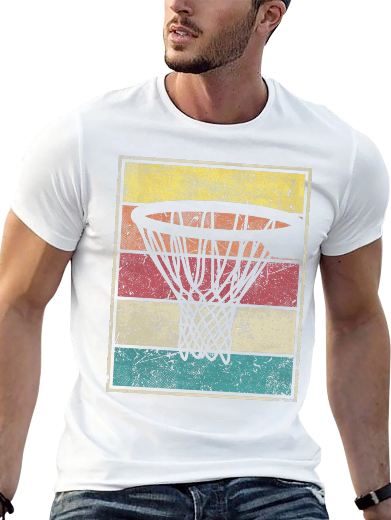 Retro Basketball Hoop Graphic T-Shirt
