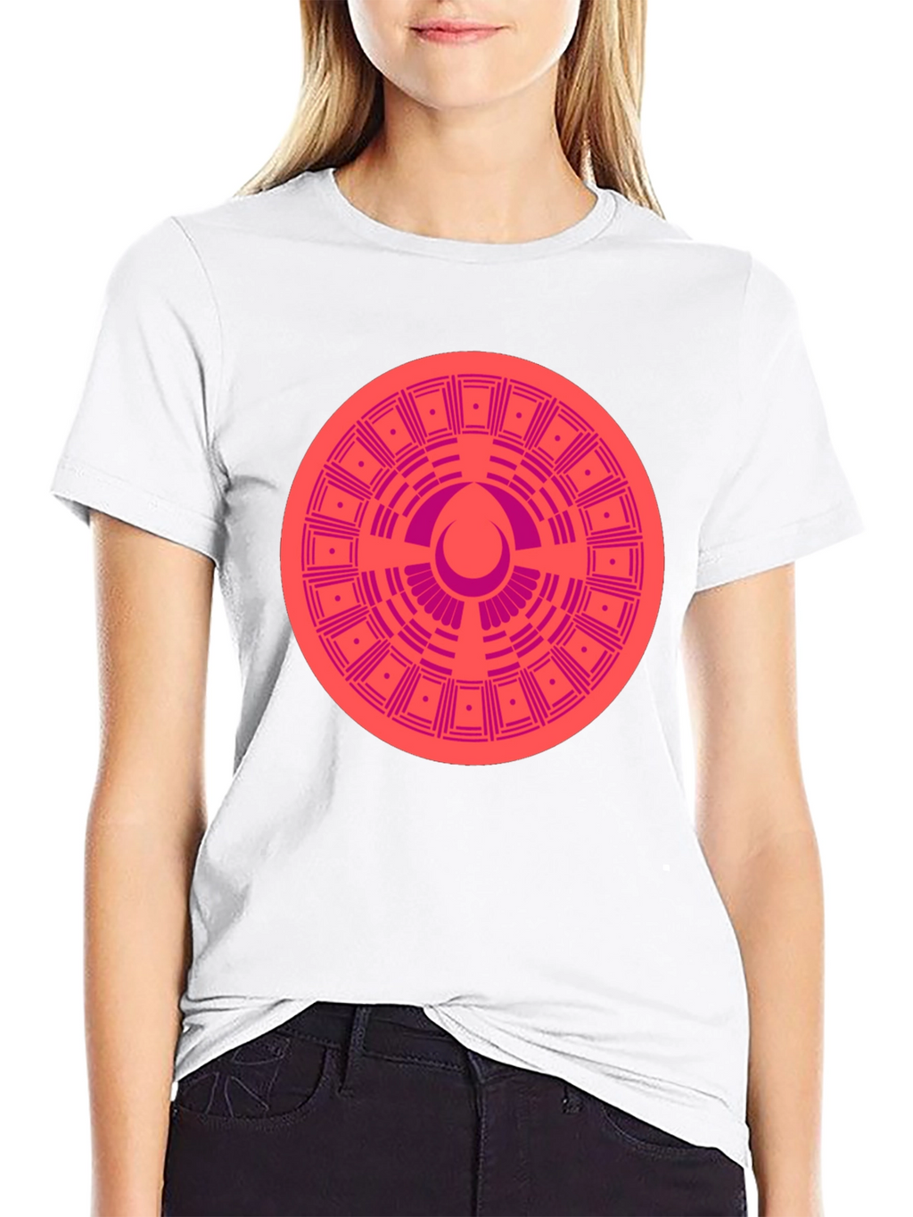 Geometric Patterned Tee - Black Cotton Blend