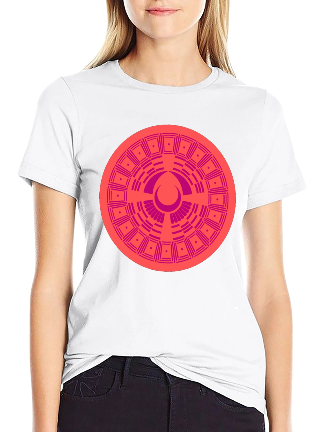Geometric Patterned Tee - Black Cotton Blend