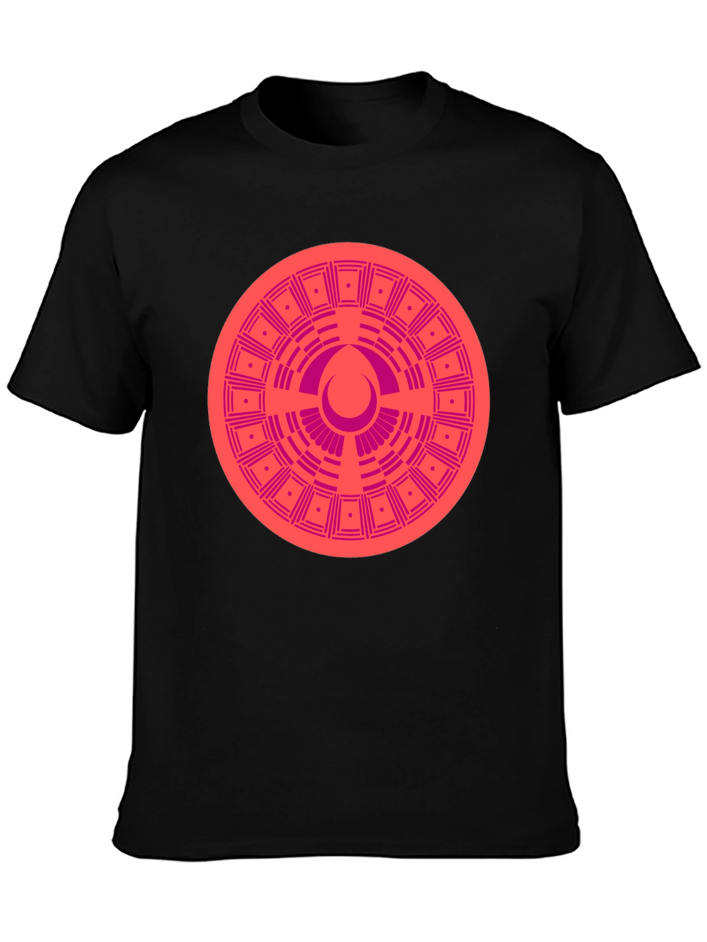 Geometric Patterned Tee - Black Cotton Blend