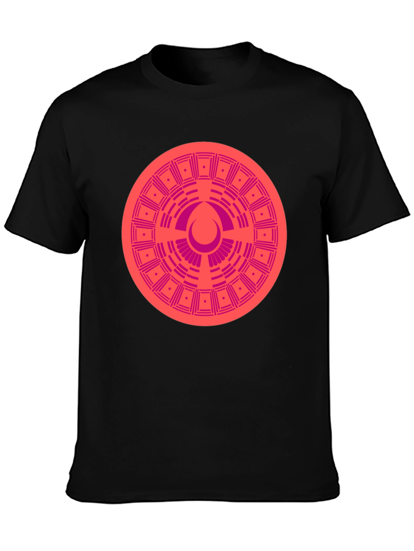 Geometric Patterned Tee - Black Cotton Blend