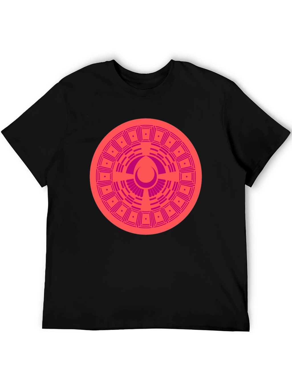 Geometric Patterned Tee - Black Cotton Blend