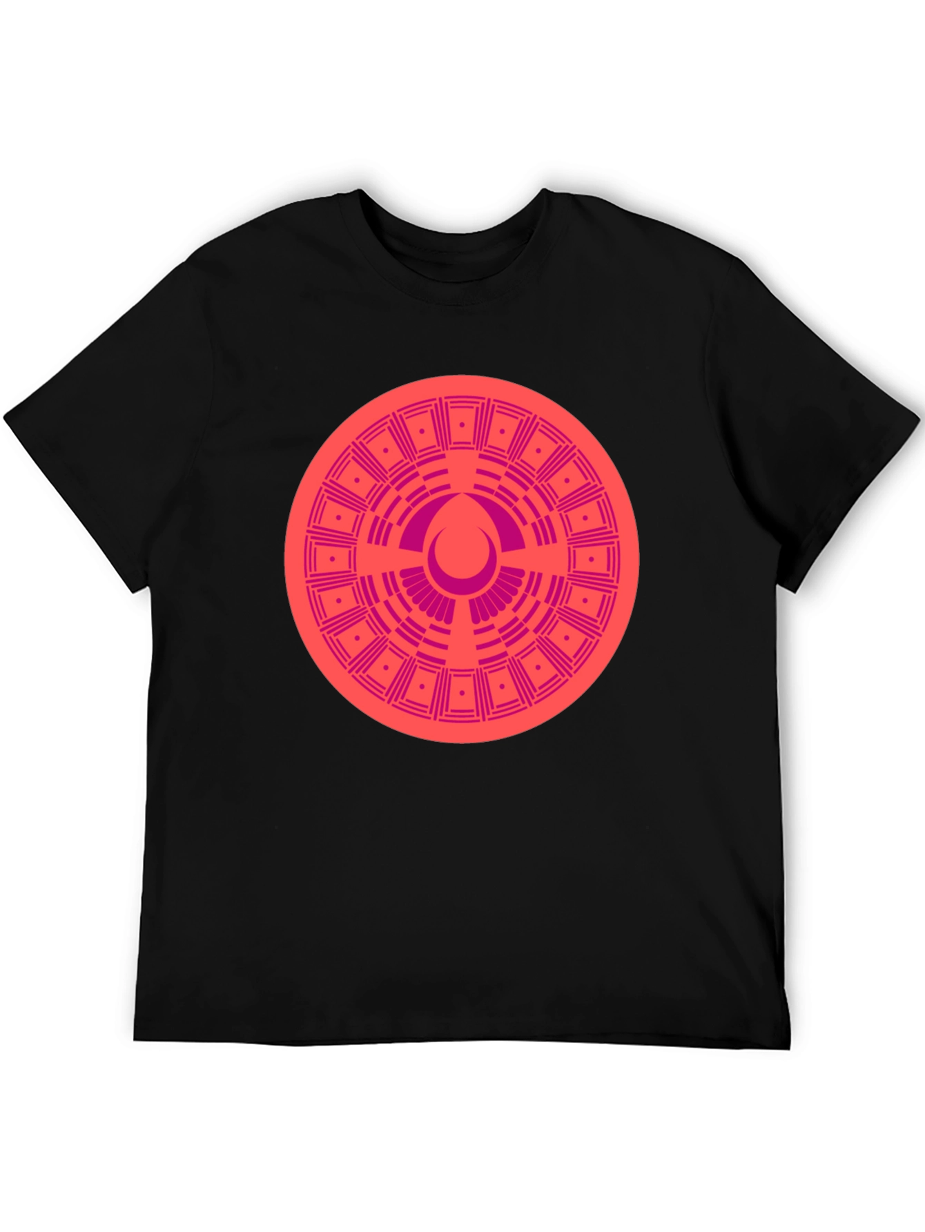 Geometric Patterned Tee - Black Cotton Blend
