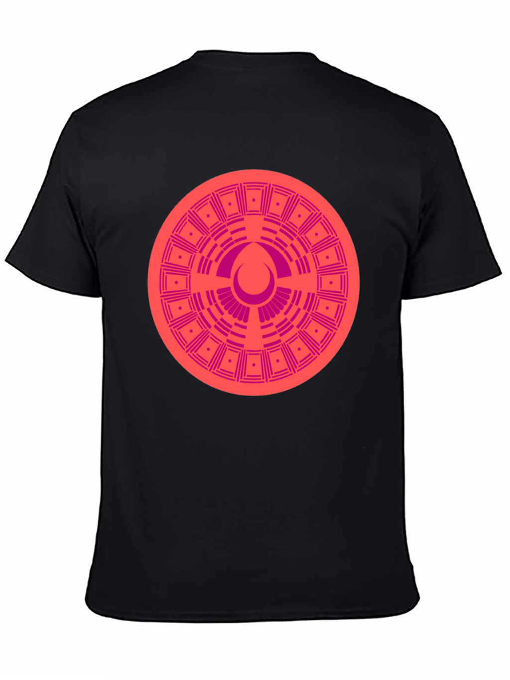 Geometric Patterned Tee - Black Cotton Blend