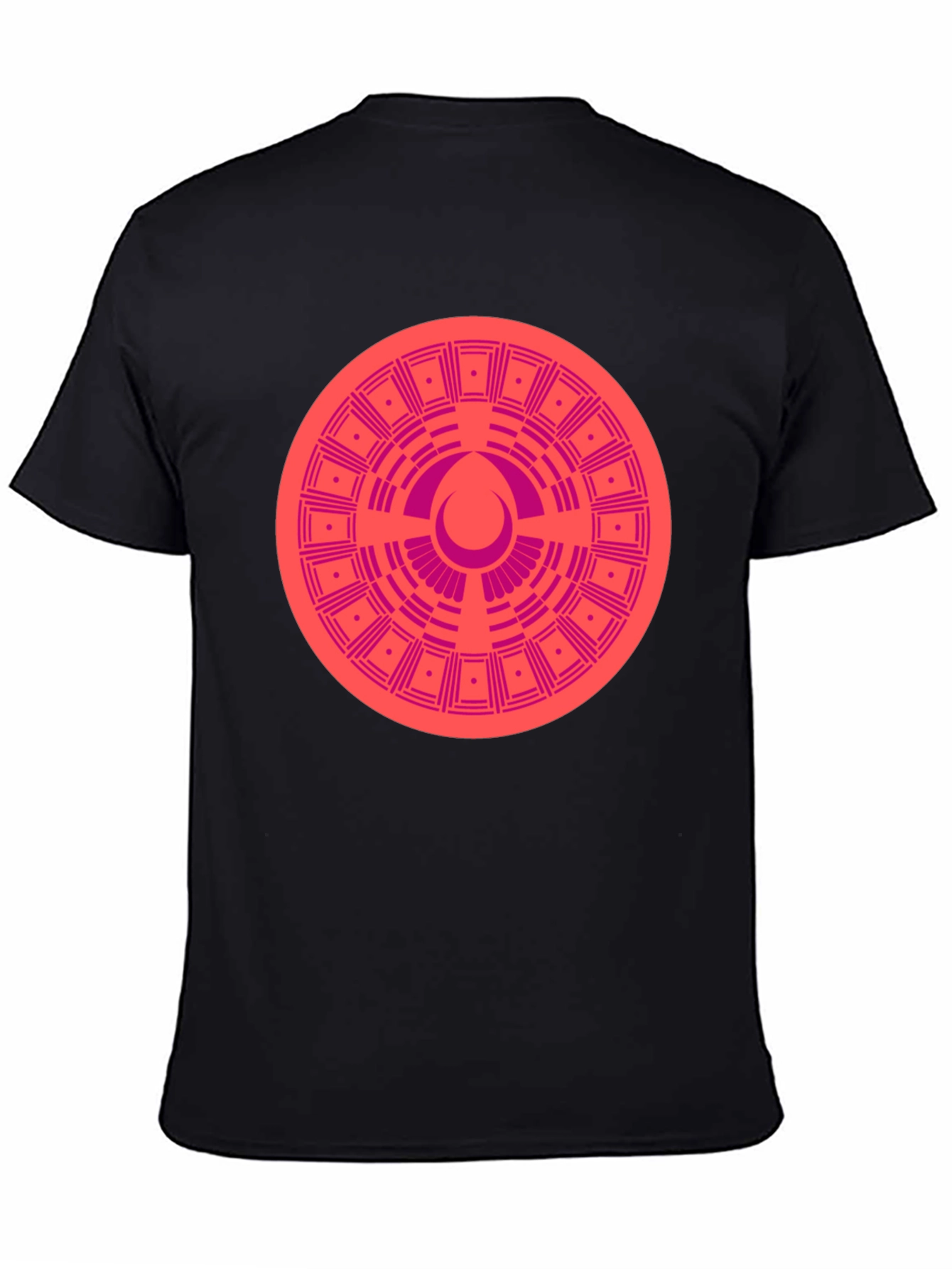 Geometric Patterned Tee - Black Cotton Blend
