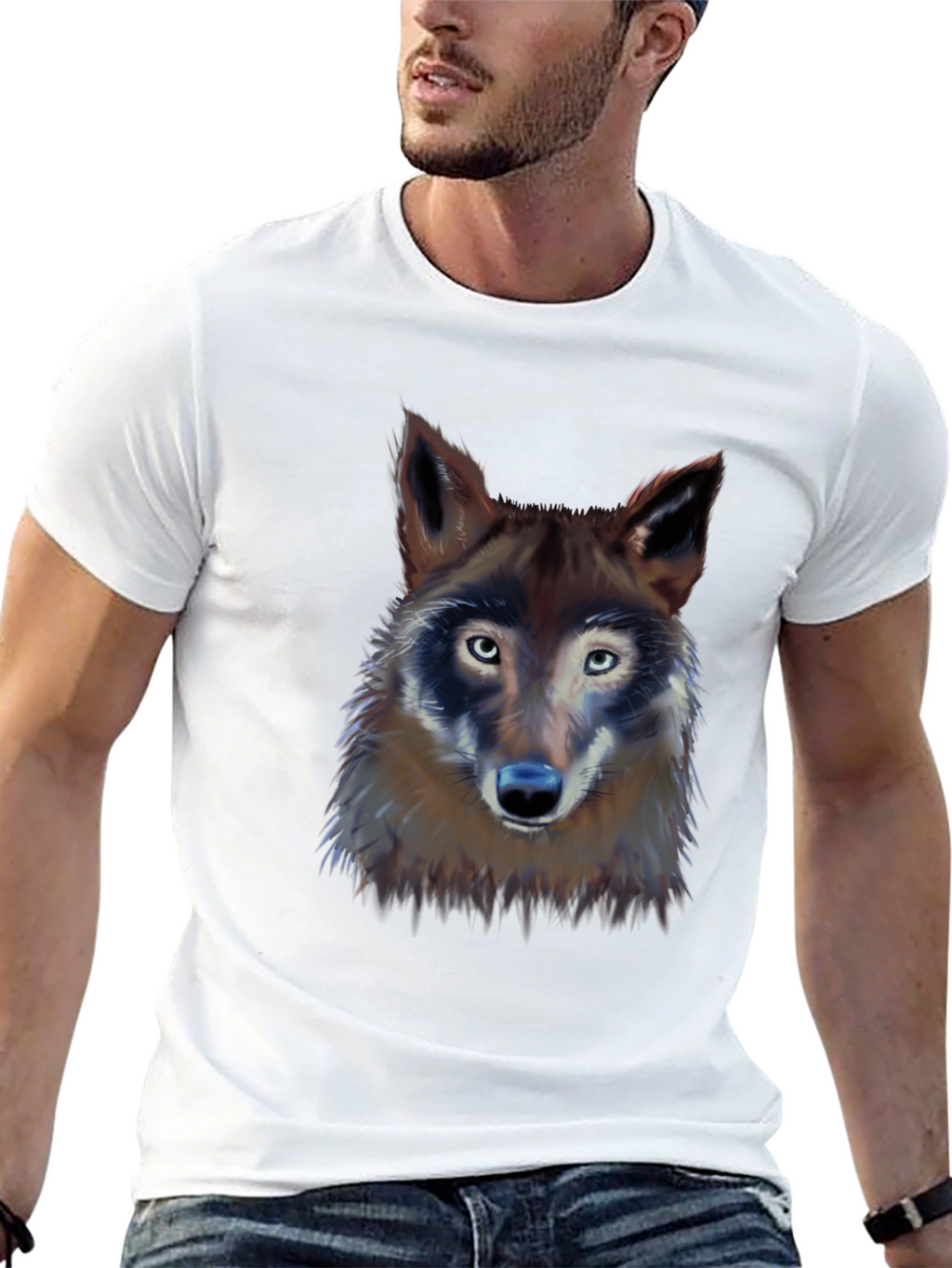 Wolf Graphic Print T-Shirt - Black