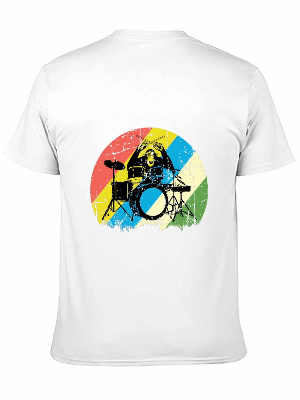 Monkey Drummer Graphic Tee - Retro Style Black T-Shirt