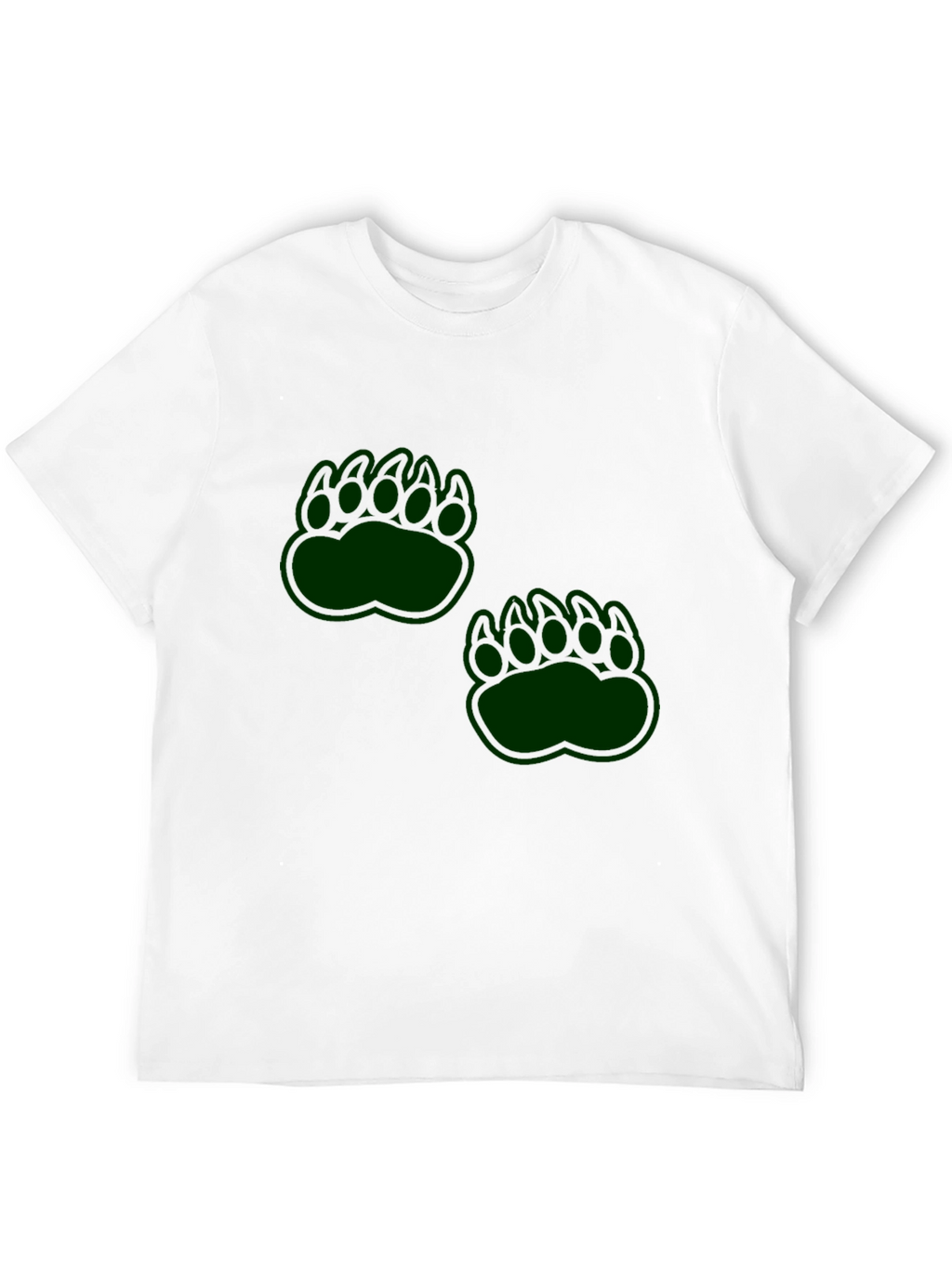 Mens Black T-Shirt with Green Paw Prints