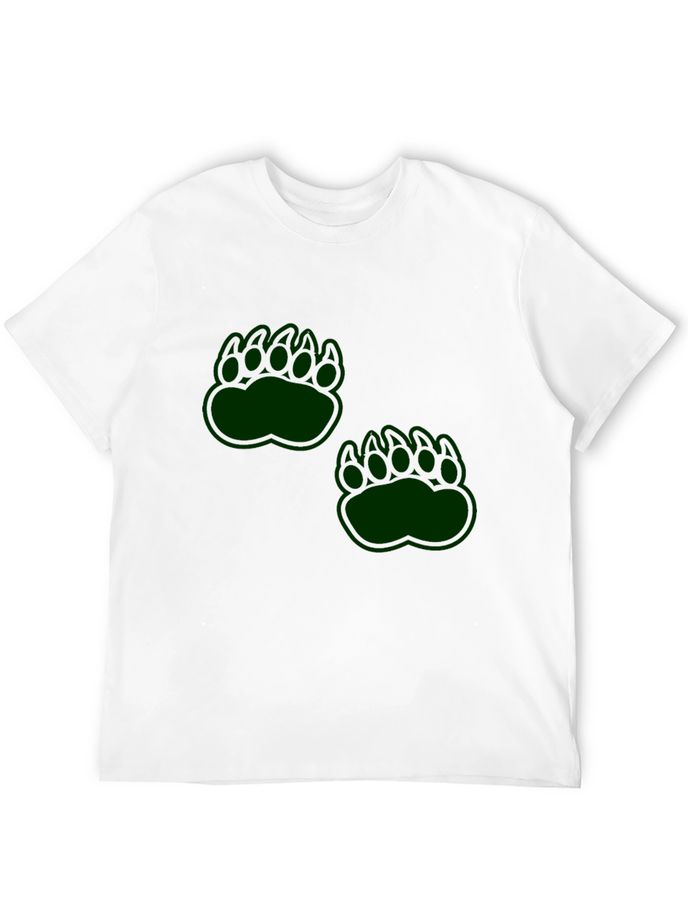 Mens Black T-Shirt with Green Paw Prints
