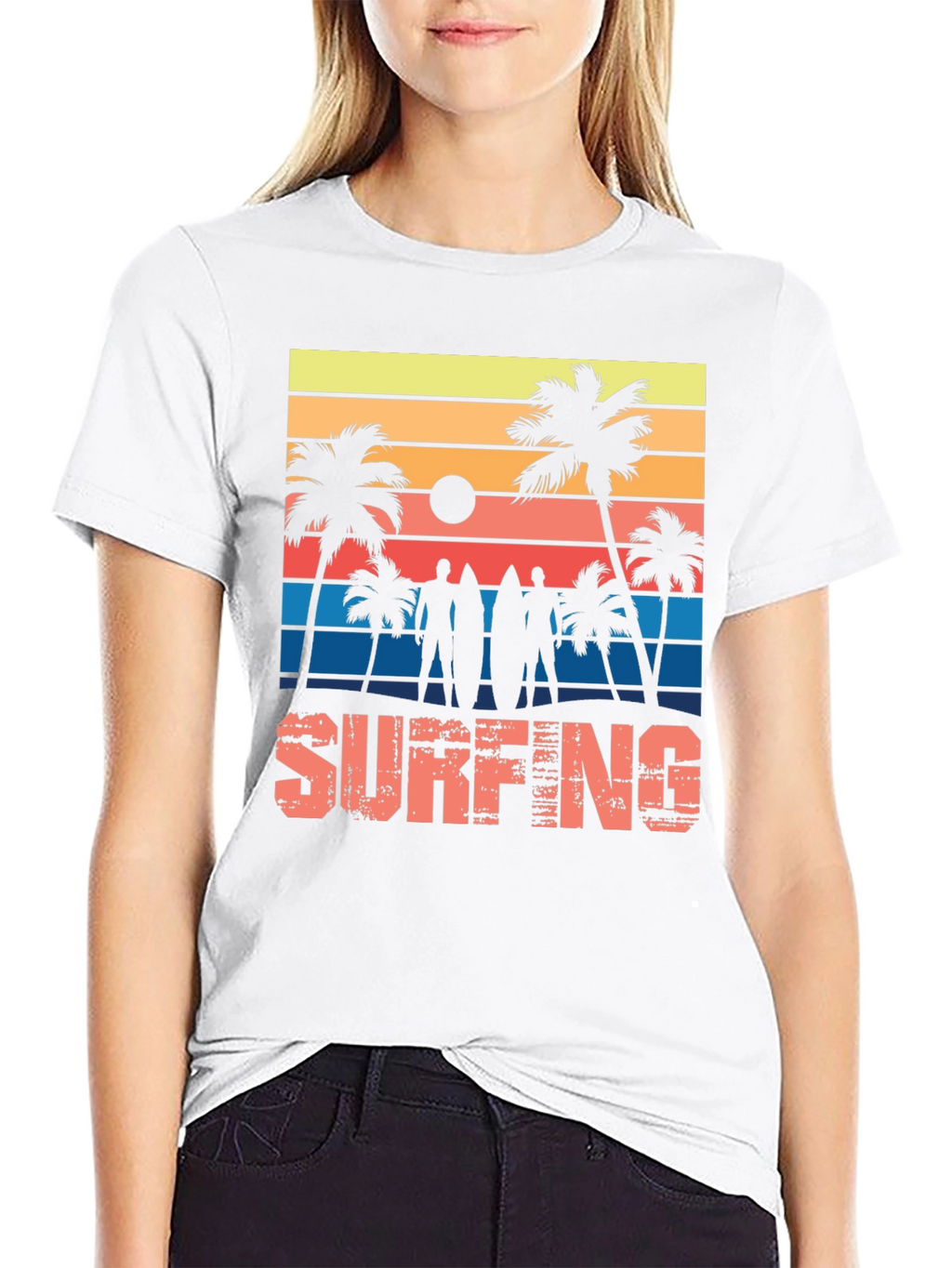 Surfing Sunset Graphic Tee - Black