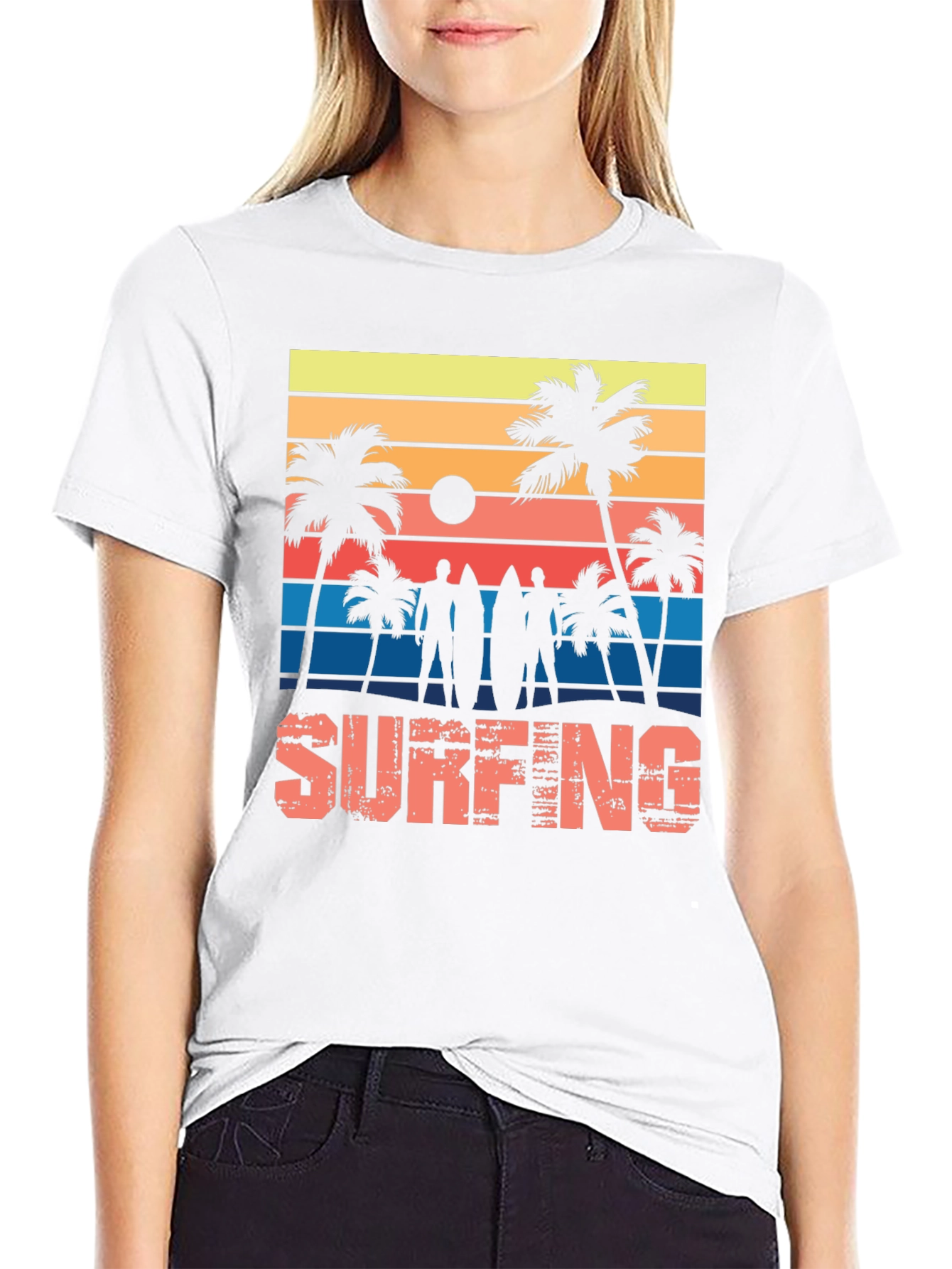 Surfing Sunset Graphic Tee - Black