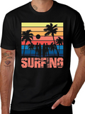 Surfing Sunset Graphic Tee - Black