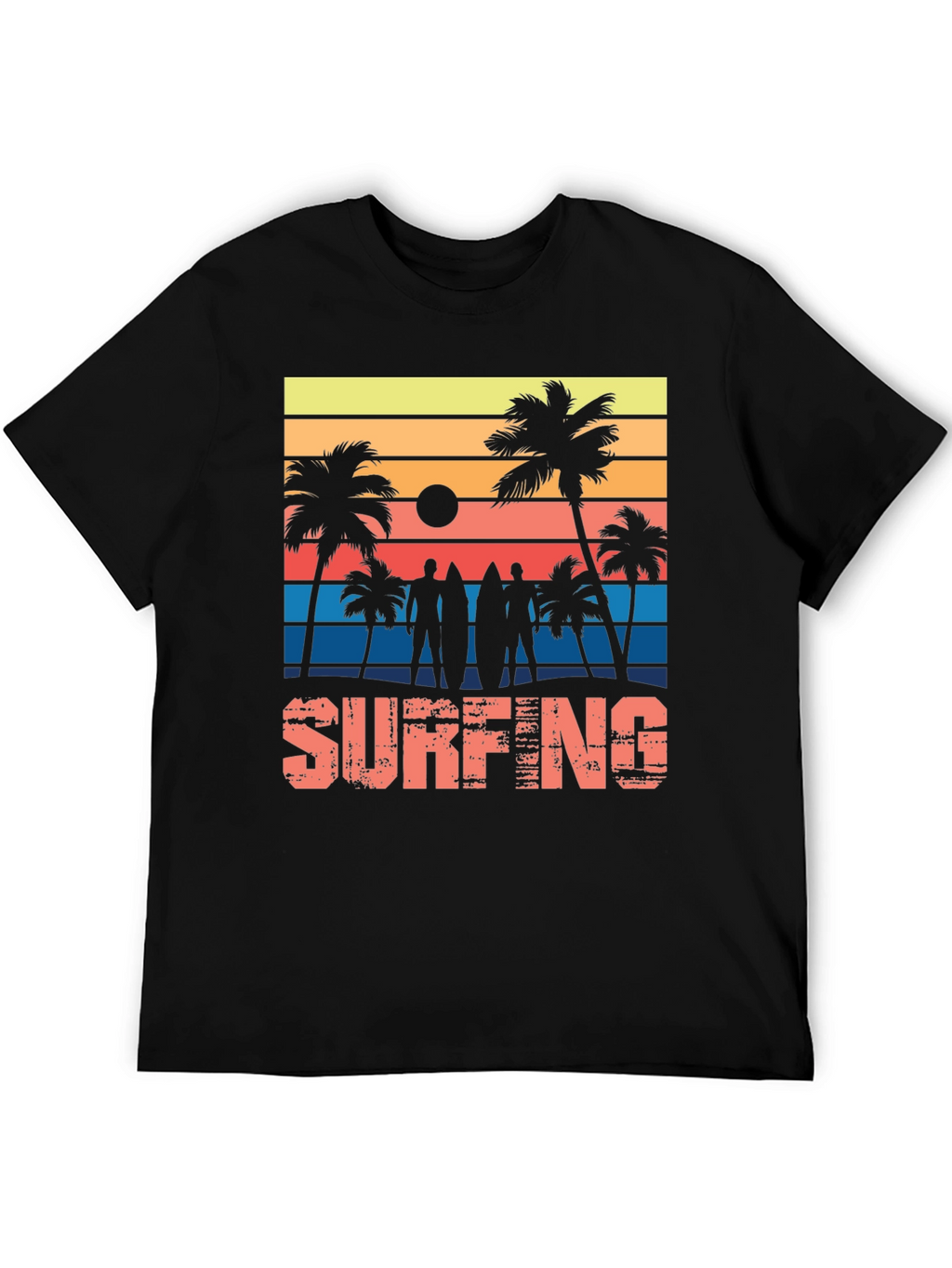 Surfing Sunset Graphic Tee - Black