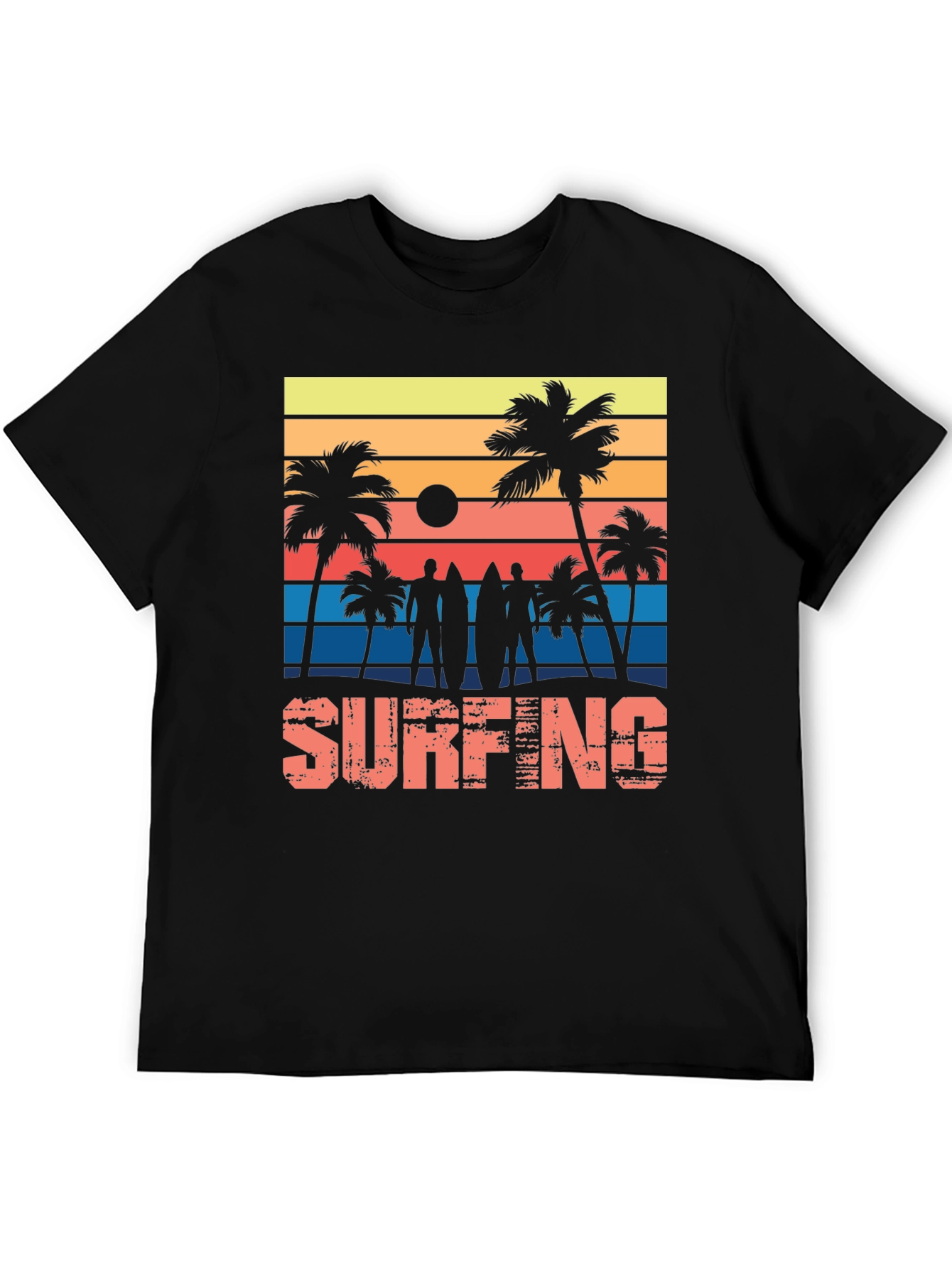 Surfing Sunset Graphic Tee - Black