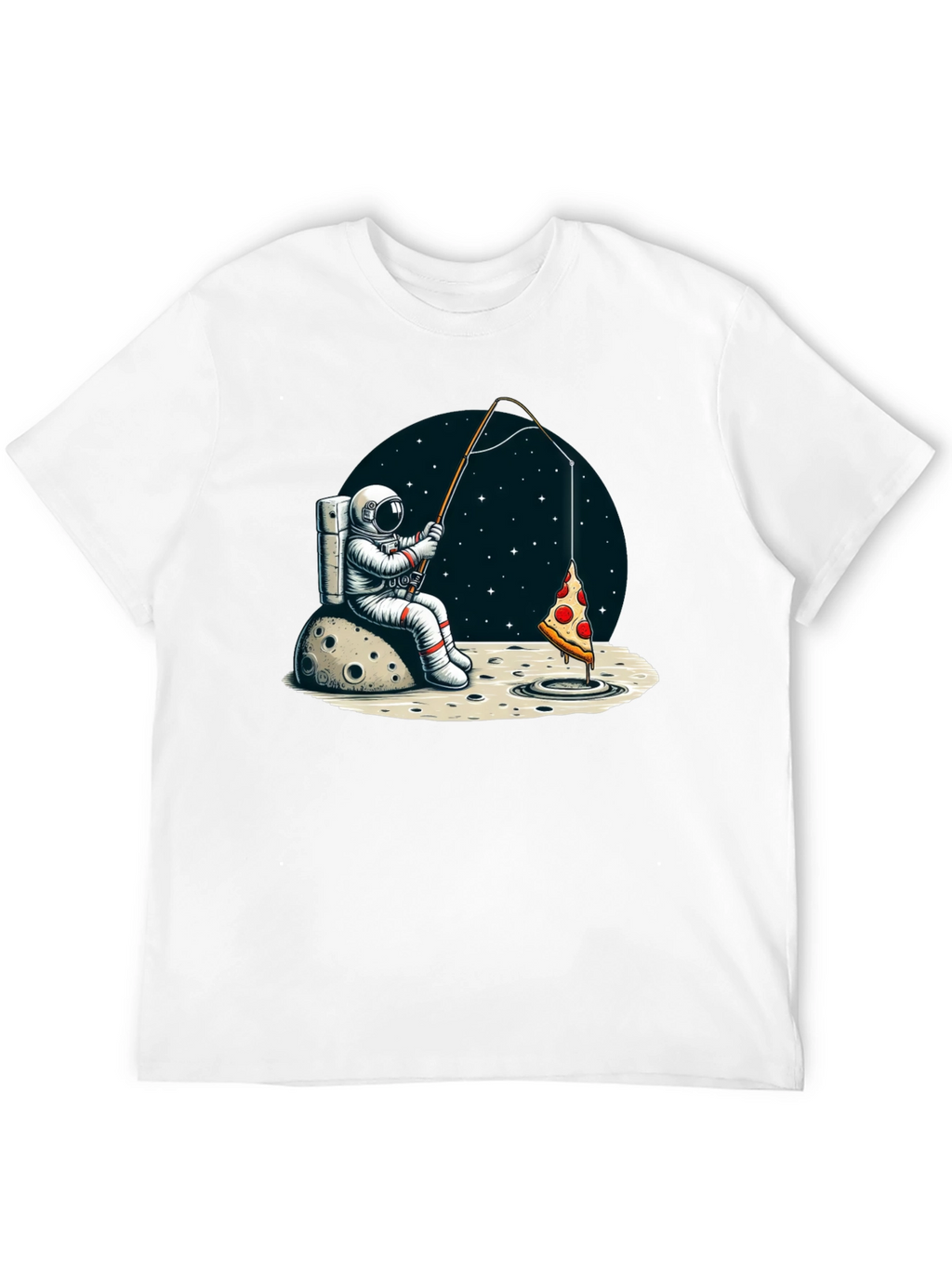 Astronaut Fishing for Pizza T-Shirt
